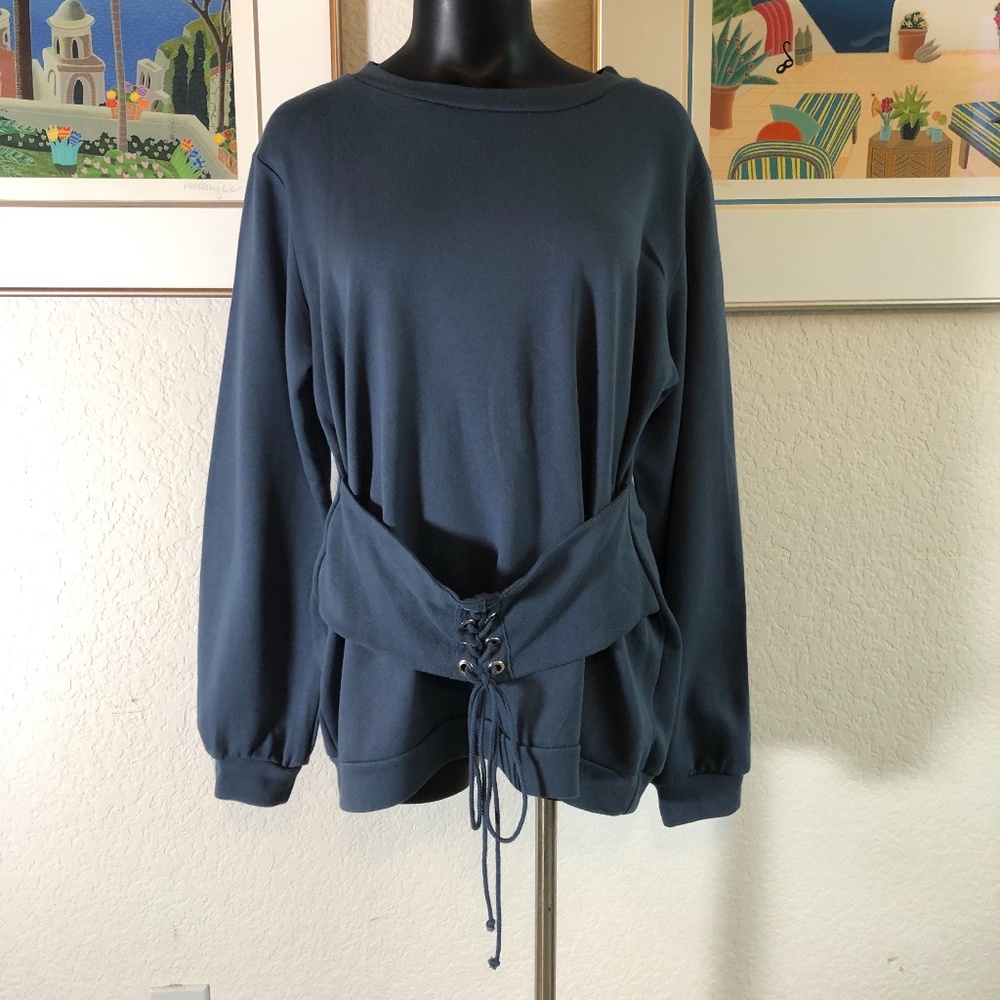 New Lush Corset Pullover Sweater Top Size Large
